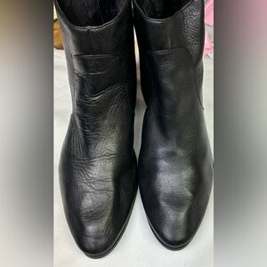 Vince Camuto Black Leather Bootie with gold zipper and studs Size 8 1/2